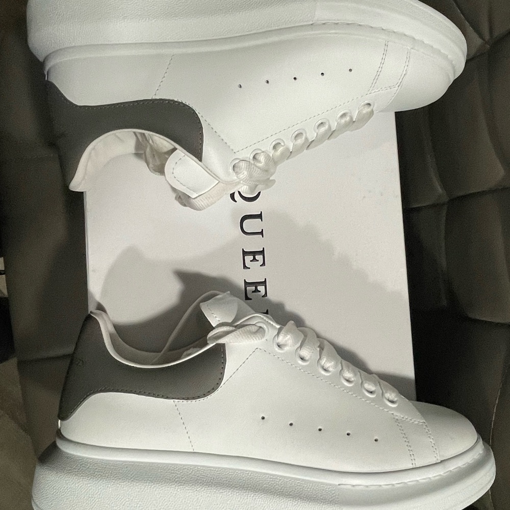 Alexander McQueen White and Gray Oversized Sneakers